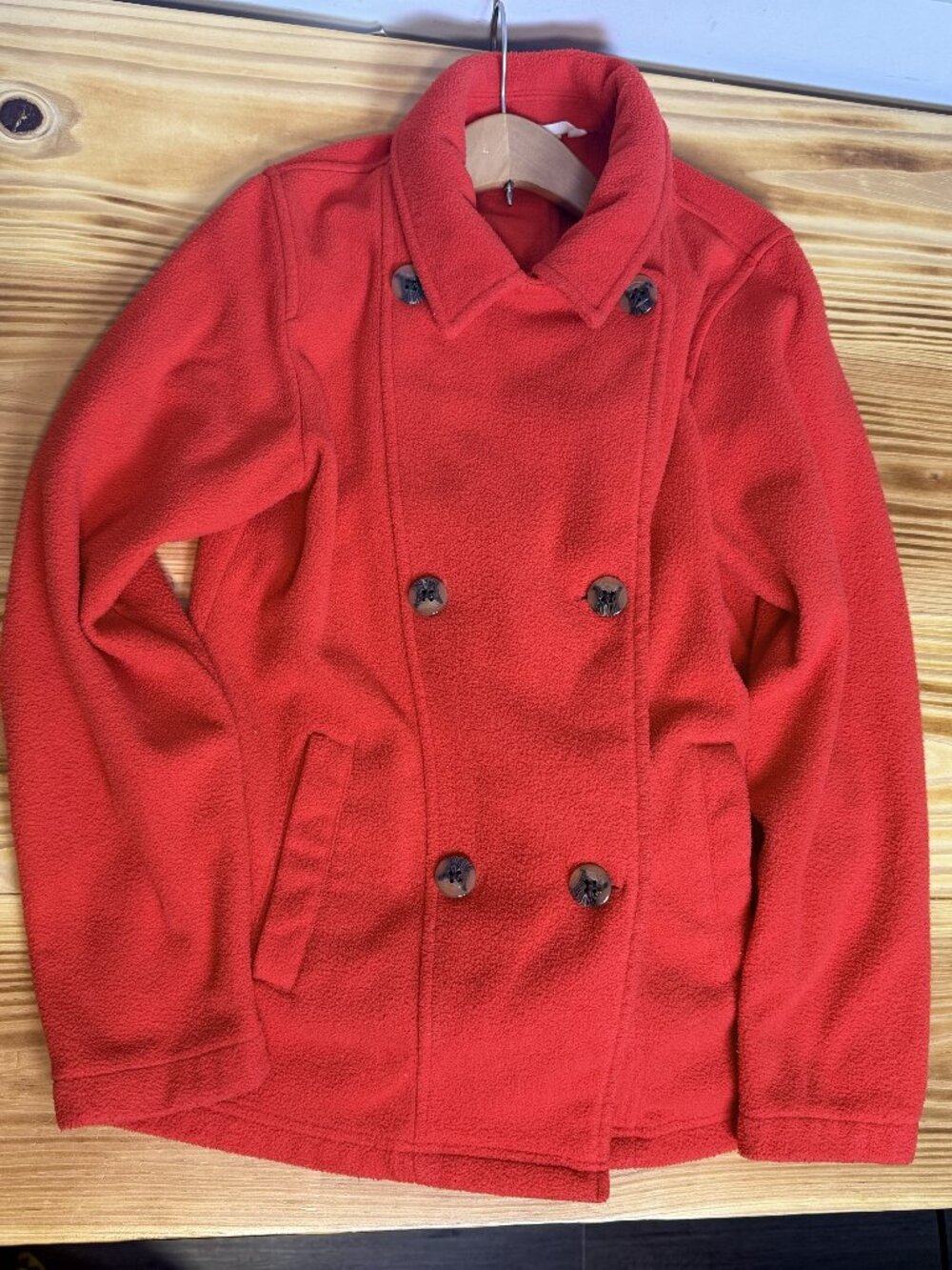 Lands End Kids Red Pea Coat, Size Large